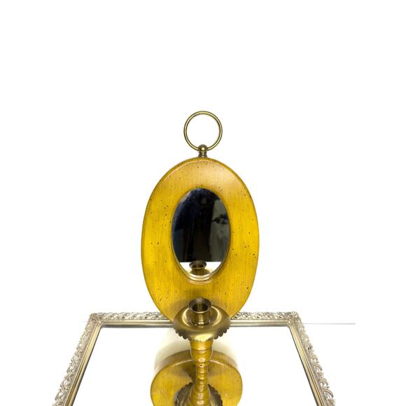 Country Cottage Mirroed Wall Sconce , Mid century Wooden Wall Sconce with Mirror - Picture 10 of 10